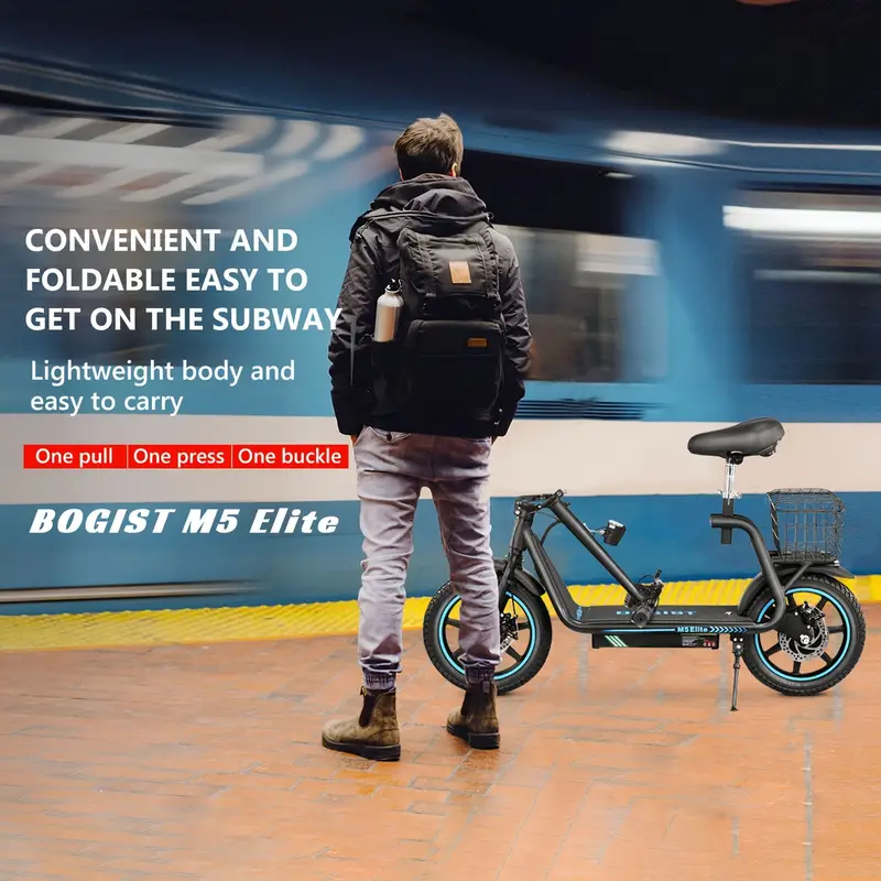 Patinete eléctrico para adultos con asiento, patinetes eléctricos con motor de 500 W, 30 km/h, autonomía de 45 km, batería extraíble de 48 V 13 Ah, patinete eléctrico con asiento M5 Elite - AE86 Origin, detalles 4