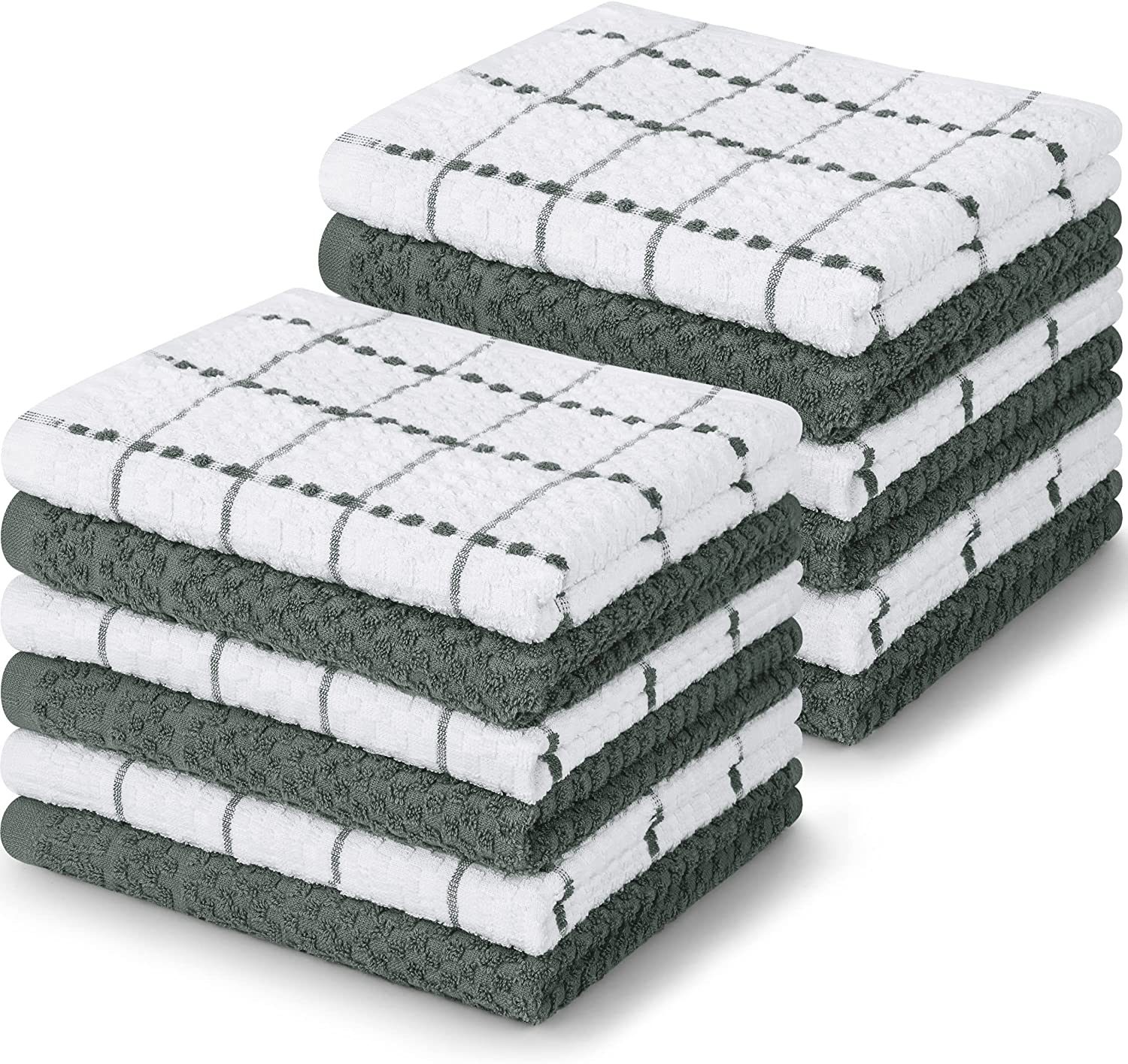 Toallas de cocina (paquete de 12), 15 x 25 pulgadas, 100 % algodón hilado en anillos, súper suaves y absorbentes, juego de toallas de cocina, paños de cocina y toallas de bar (negro)