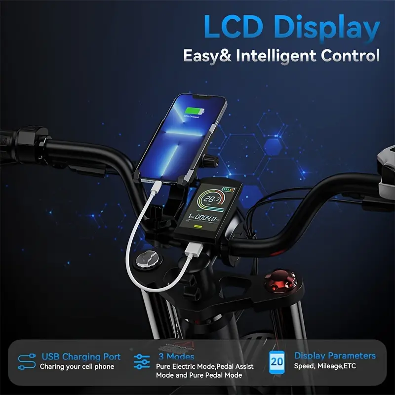 20 x 4 fat tire electric bike for adults 750w 48v 20ah 40ah battery ebikes hydraulic disc brakes dual shock absorber 20mph 7 speed mountain electric bicycle zm details 4