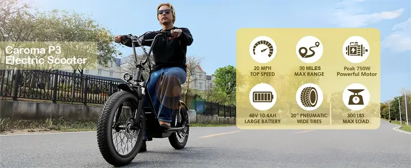 Patinete el&eacute;ctrico   adultos con asiento y  , neum&aacute;ticos de 20    , bater&iacute;a de 48V 500Wh, autonom&iacute;a de   30   y 20 MPH, con asiento y  ,   LCD,     de 300  , patinete el&eacute;ctrico plegable   desplazamientos. detalles 2