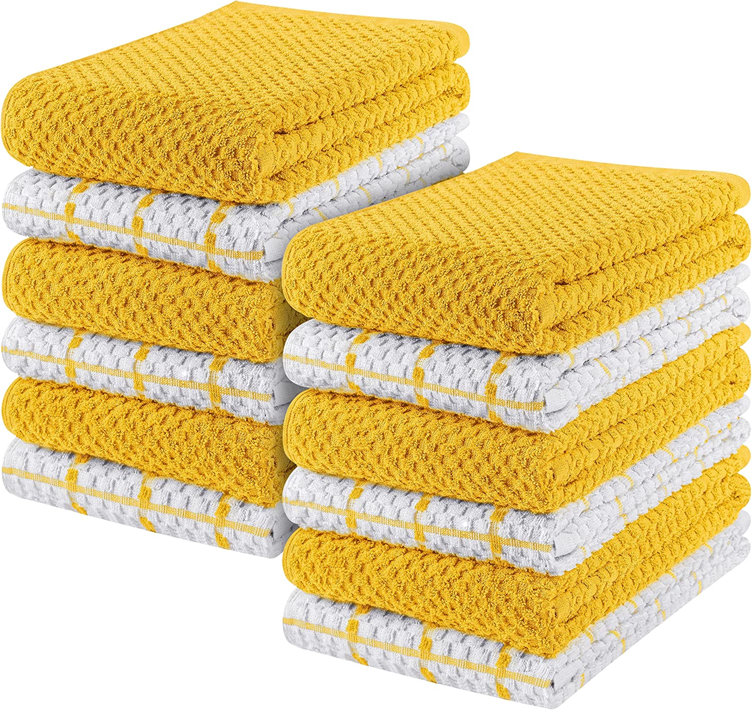 Toallas de cocina (paquete de 12), 15 x 25 pulgadas, 100 % algodón hilado en anillos, súper suaves y absorbentes, juego de toallas de cocina, paños de cocina y toallas de bar (negro)