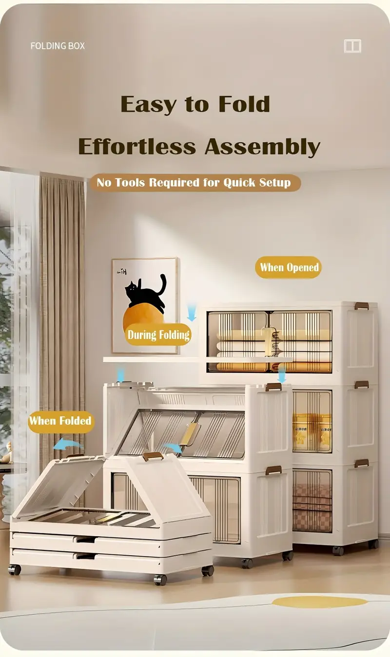 5 Contenedores de almacenamiento de plástico de 5 niveles con tapas - Gabinete de almacenamiento extragrande de 29.2 de ancho, contenedores apilables plegables con ruedas, sistema organizador plegable para armario, baño, hogar, oficina, dormitorio detalles 2