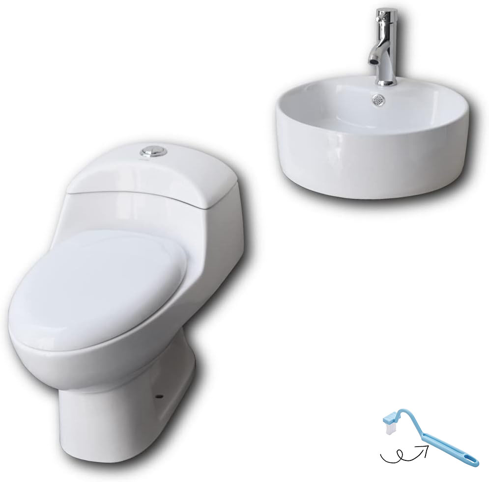 Inodoro Esatto®, lavabo de cerámica y juego de grifería gratuito WC-002 Rondo