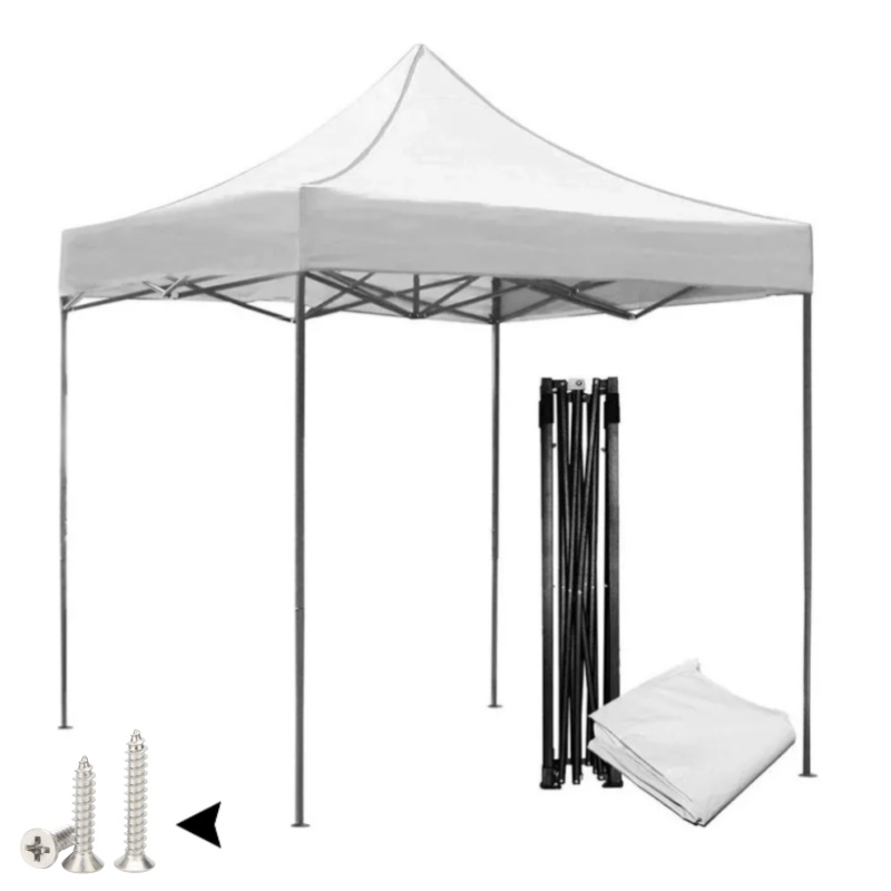 Carpa de sombra impermeable plegable reforzada 3x3 blanca y roja-clavo