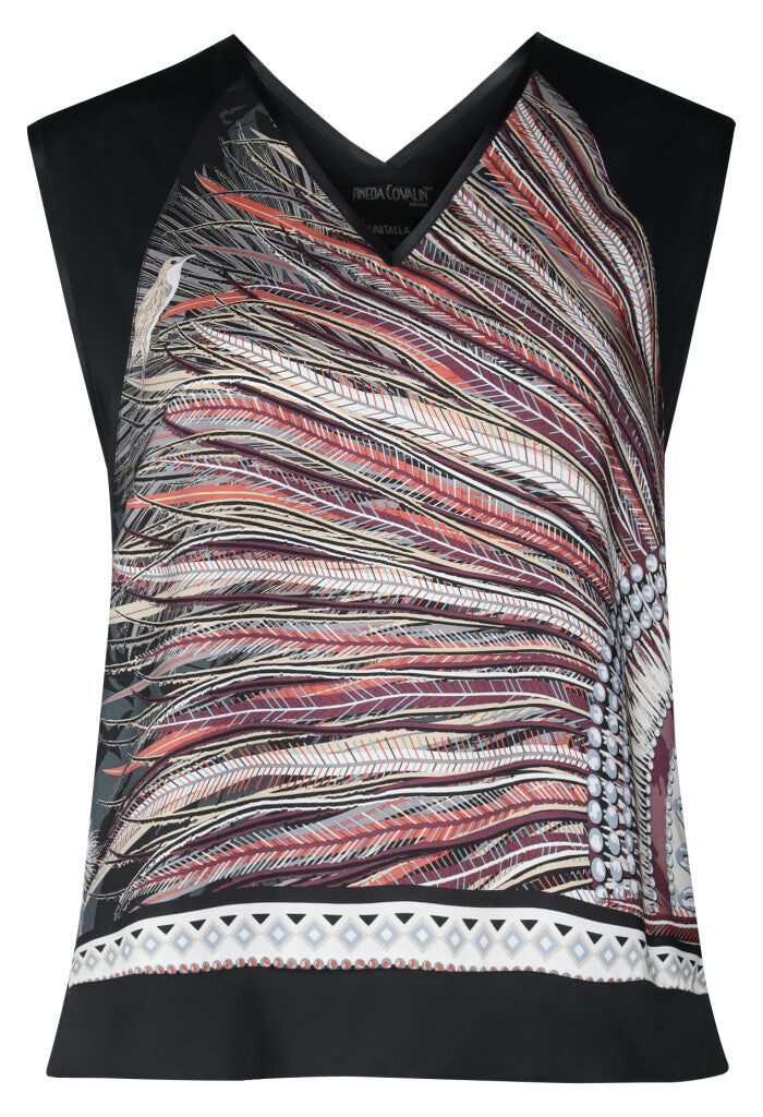 Blusa Caudal Arte Plumaria Negro