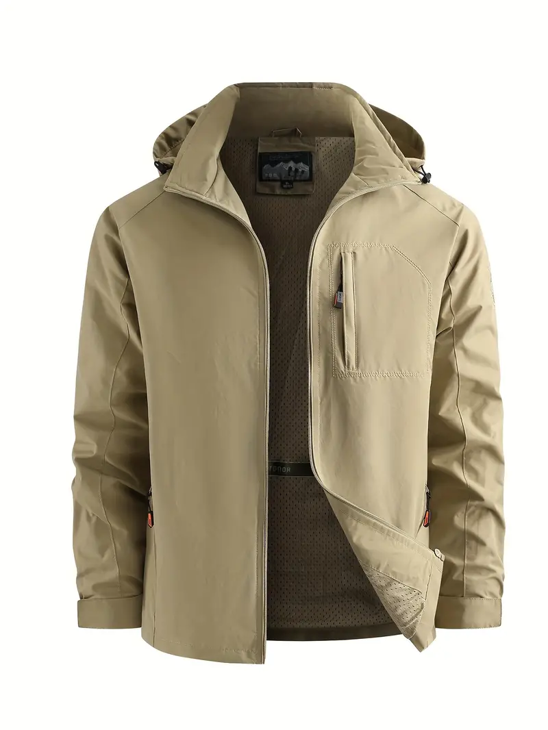 mens fall winter casual lightweight windbreaker hooded jacket with zipped pockets details 5