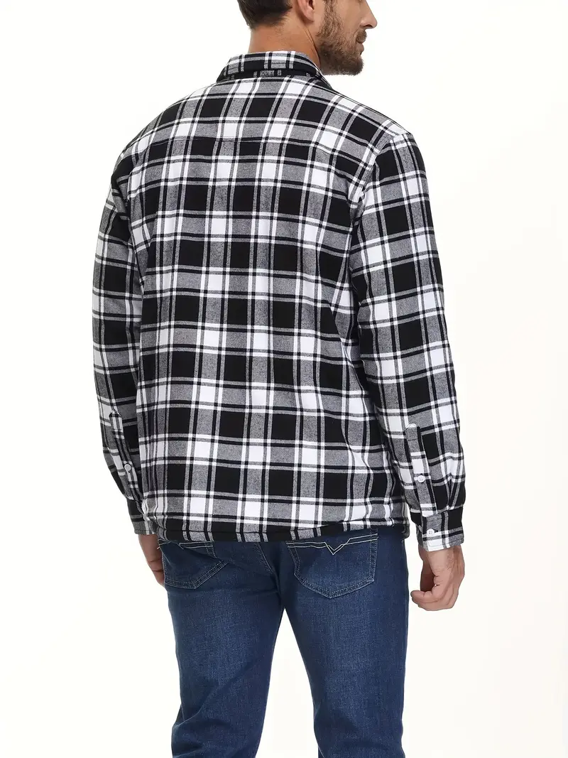 mens winter padded shirt jacket cotton facecloth fabric soft comfortable   warm   full open   shirt buttons lapel   climbing hiking fishing youth activities daily work casual sports jacket details 1