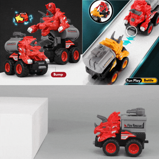 5 in 1 Dinosaur Engineering Truck Transform Robot Play Vehicles Toys Gift for Age 3-9