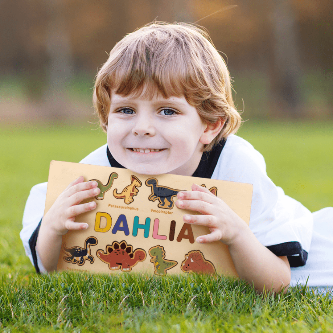 Personalized Name Alphabet Wooden Puzzle Dinosaur Number Jigsaw Gift Toy