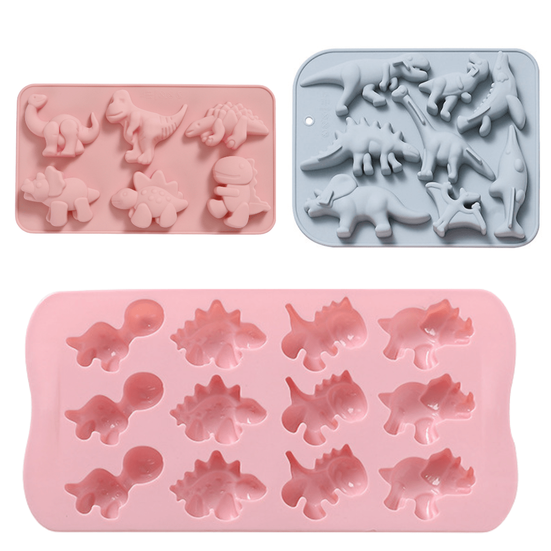 Silicone 3D Dinosaur Ice Cube Tray Candy Cake Chocolate Mold Set 3 Pack
