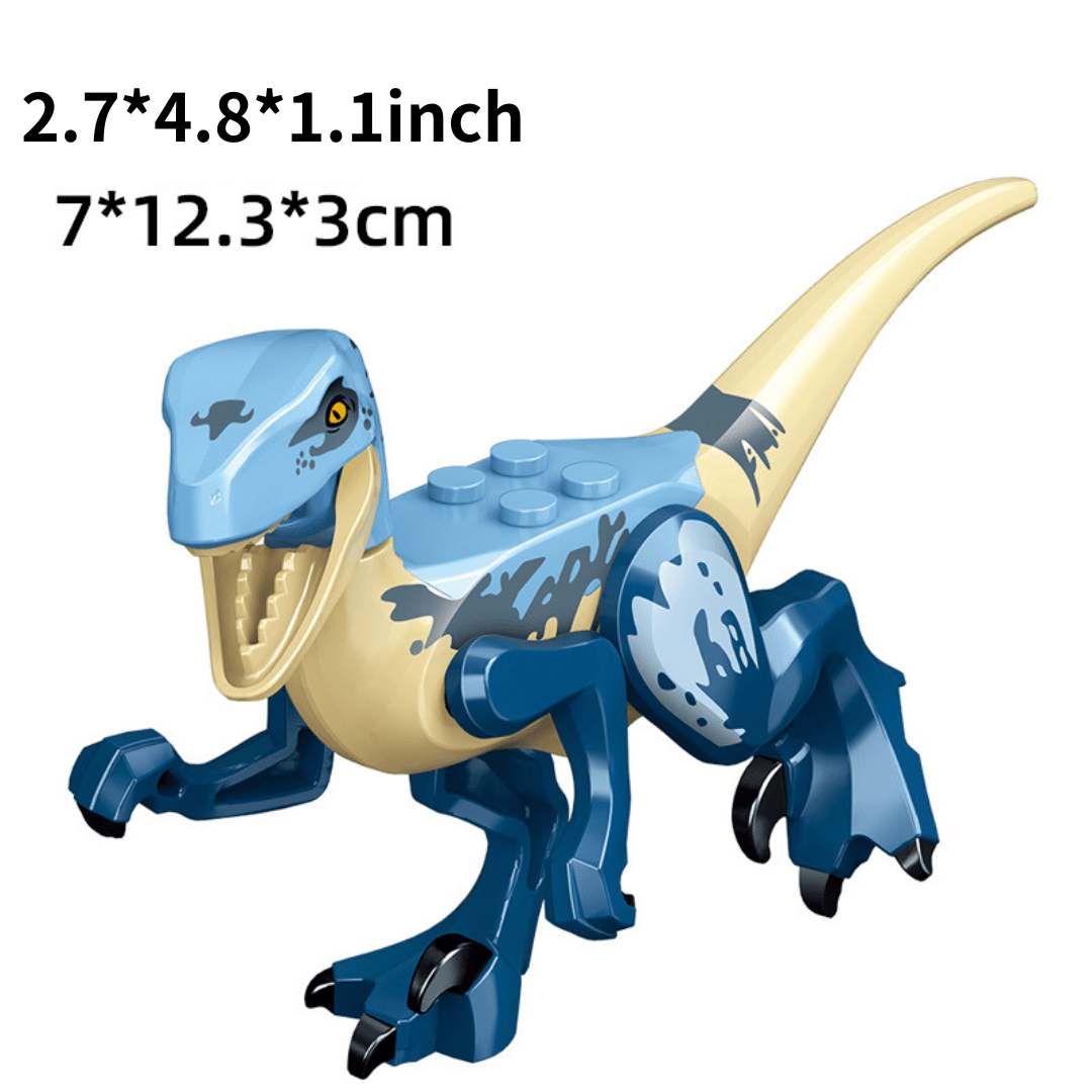 5" Mini Dinosaur Jurassic Theme DIY Action Figures Building Blocks Toy Playsets LightBlue Velociraptor / Velociraptor