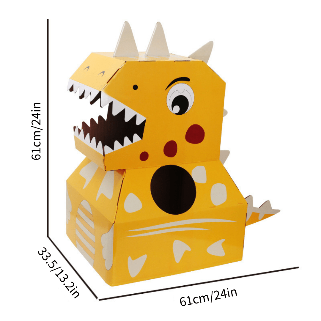 Dinosaur Cardboard Box DIY Wearable Trex Carton Kindergarten Performance Cosplay Costume Yellow