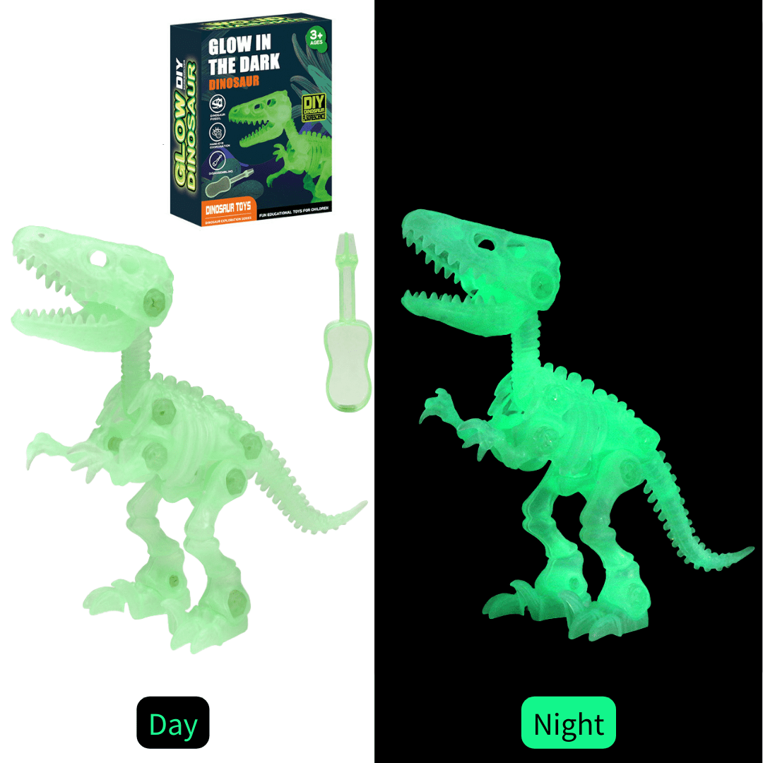 Glow in the Dark Dinosaur DIY Take Apart Fluorescent Skeleton Educational Toy for Kids Velociraptor