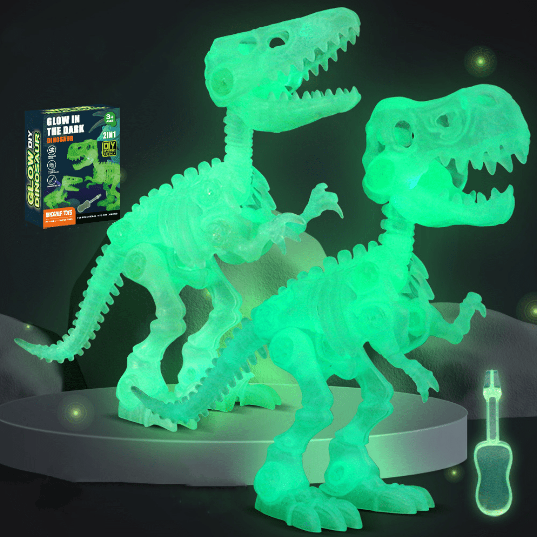 Glow in the Dark Dinosaur DIY Take Apart Fluorescent Skeleton Educational Toy for Kids 2 Pcs