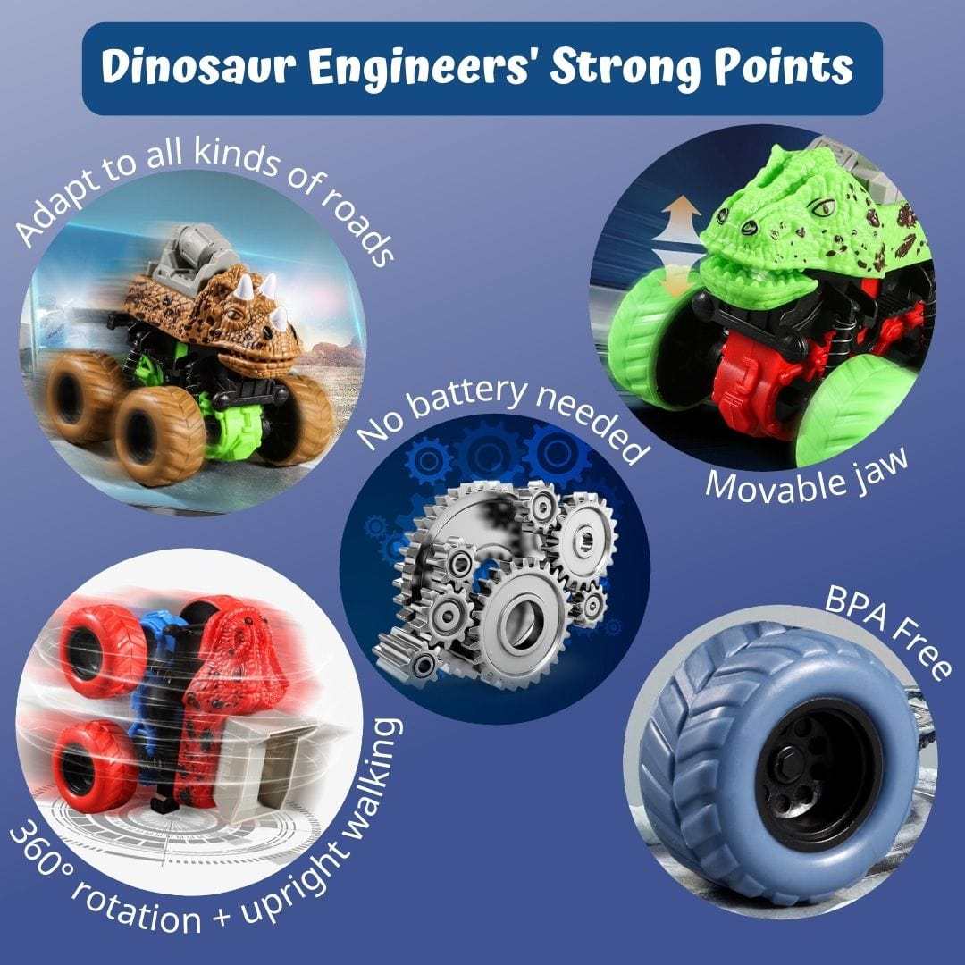 Dinosaur Stunt Car Engineering Vehicle 4 Wheels Drive Off Road Inertial Excavator Truck Toy Christmas Gifts for Kids