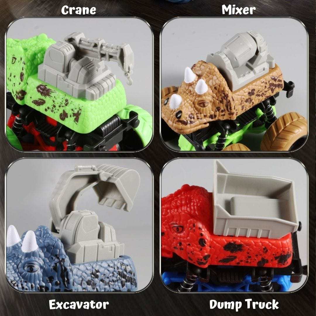 Dinosaur Stunt Car Engineering Vehicle 4 Wheels Drive Off Road Inertial Excavator Truck Toy Christmas Gifts for Kids