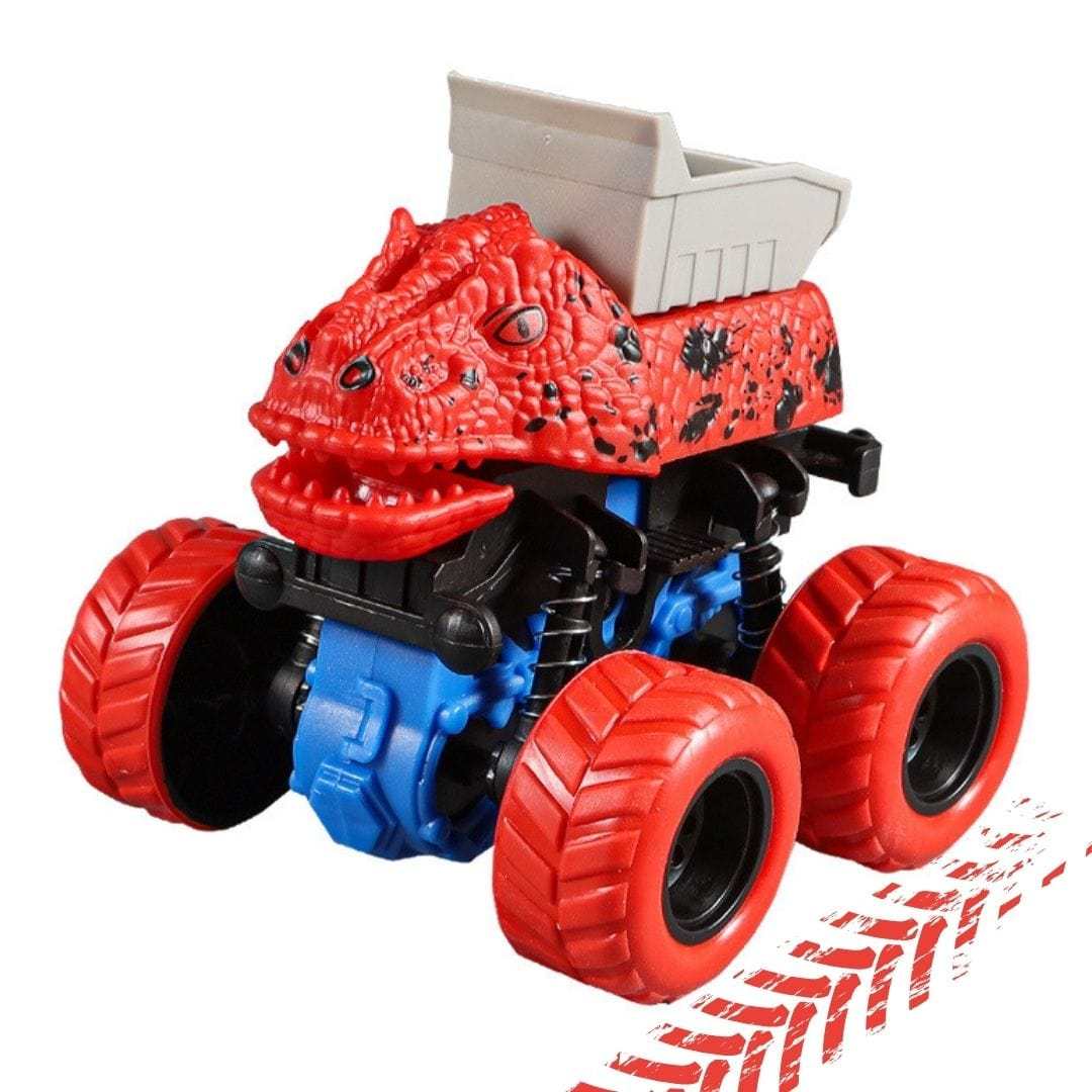 Dinosaur Stunt Car Engineering Vehicle 4 Wheels Drive Off Road Inertial Excavator Truck Toy Christmas Gifts for Kids Red Dump Truck