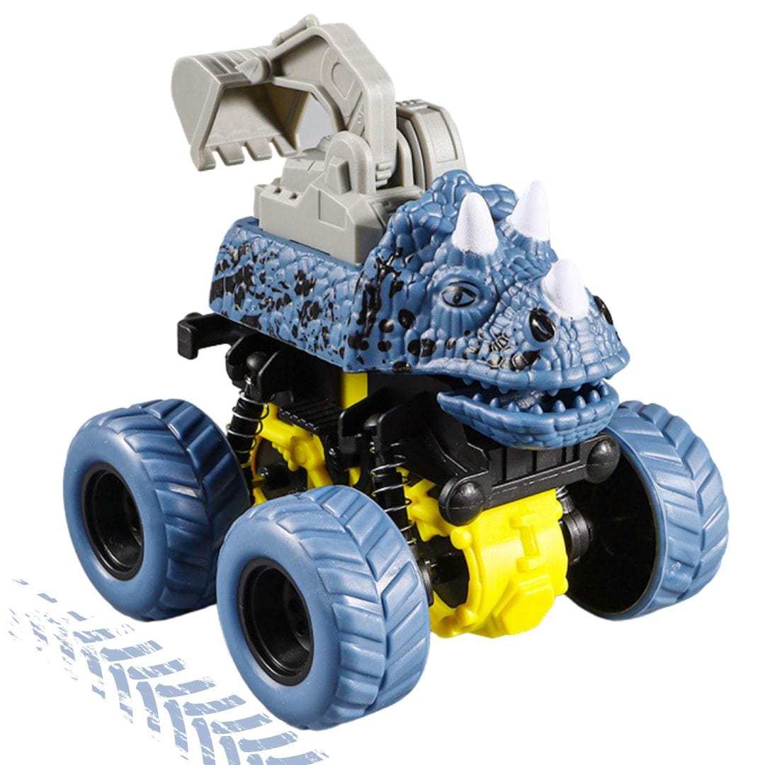 Dinosaur Stunt Car Engineering Vehicle 4 Wheels Drive Off Road Inertial Excavator Truck Toy Christmas Gifts for Kids Blue Excavator