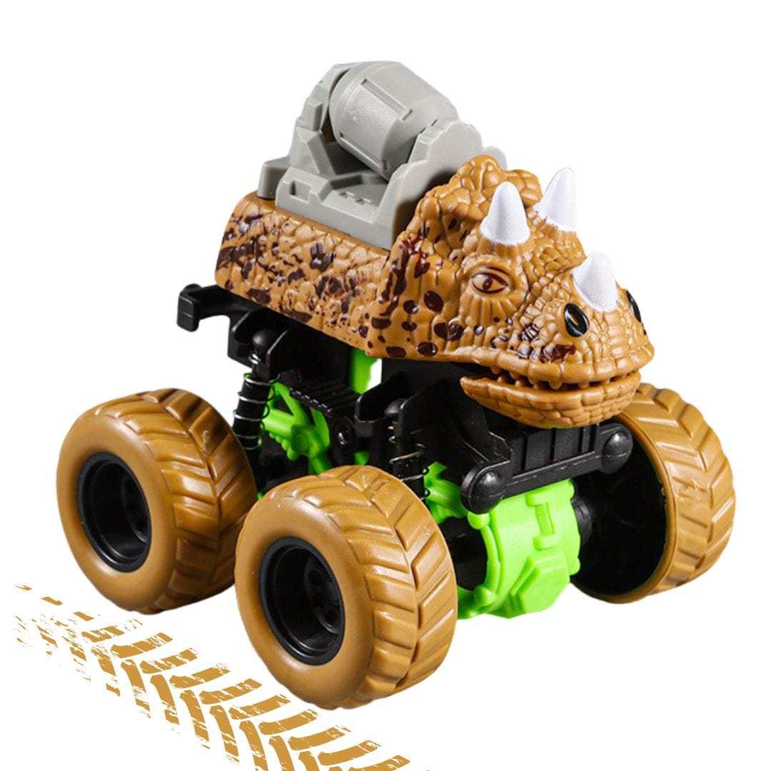 Dinosaur Stunt Car Engineering Vehicle 4 Wheels Drive Off Road Inertial Excavator Truck Toy Christmas Gifts for Kids Brown Mixer Truck