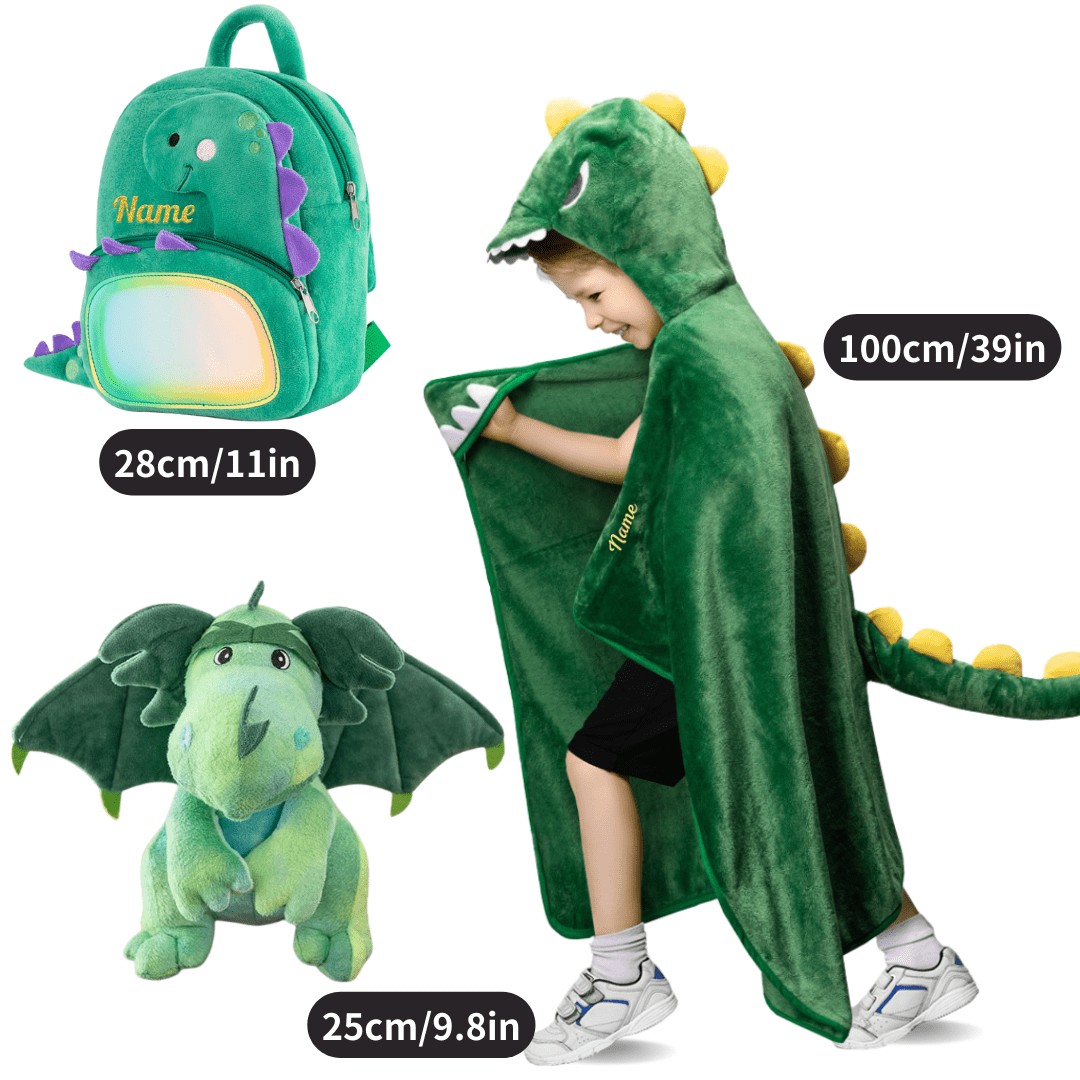 Name Personalized Dinosaur Backpack for Kindergarten Preschool Kid Gift Set