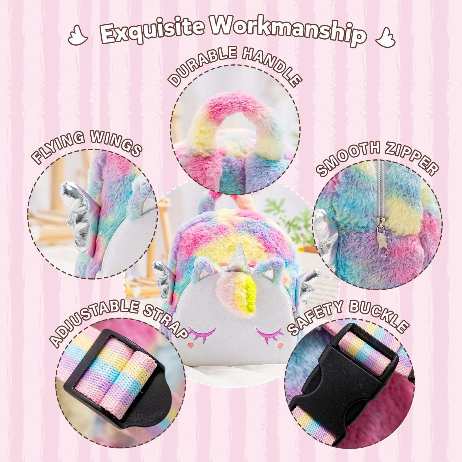 Cute Plush Animal Cartoon Backpack Dinosaur Unicorn Toddler Travel Bag for Boys Girls