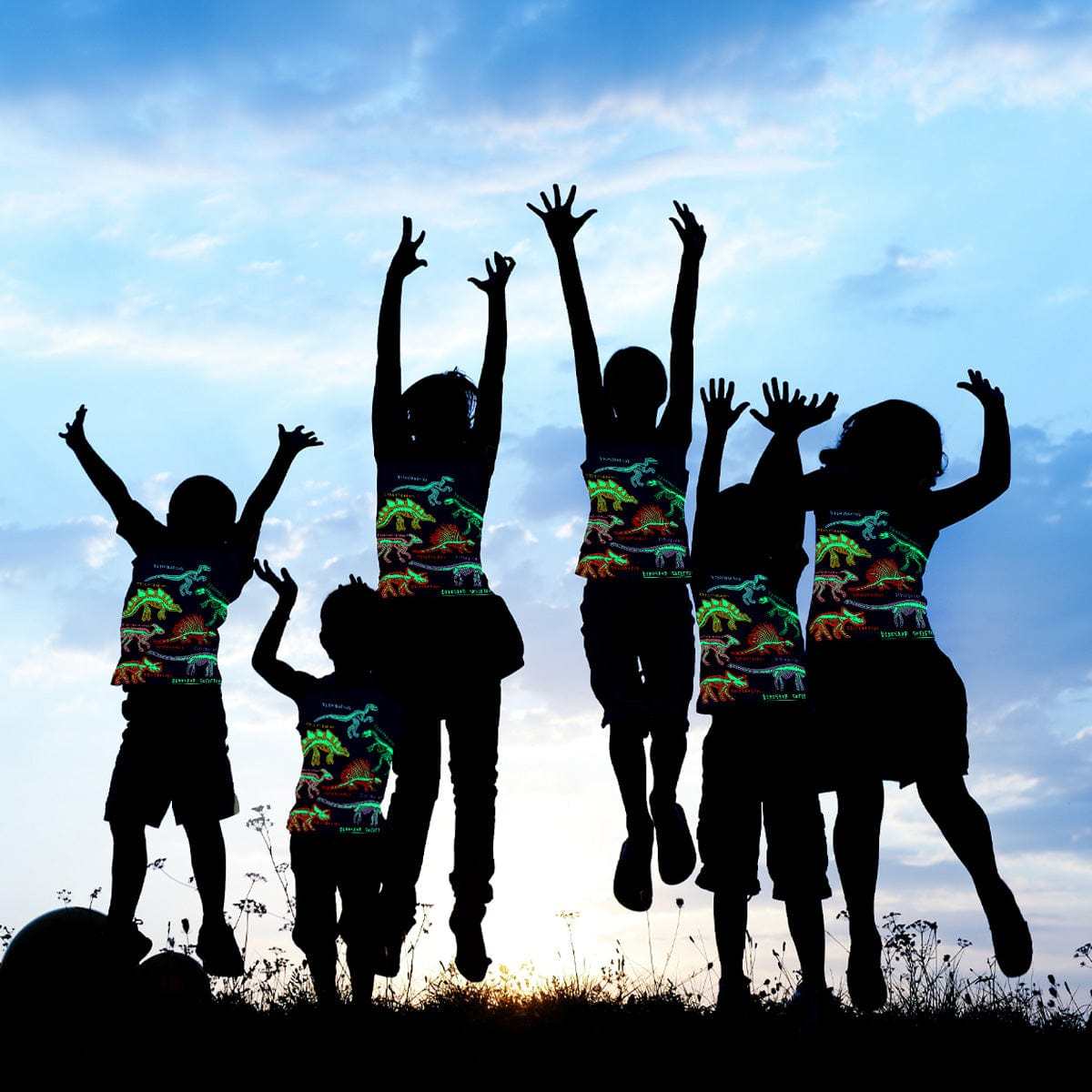 Kids Luminous T Shirt Dinosaur Animal Shark Pattern Glow in the Dark Summer Clothing Pajamas