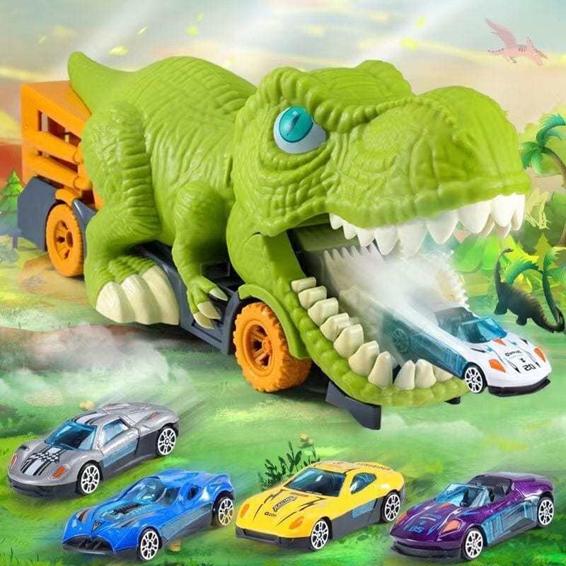 Dinosaur Devouring Truck with 12 Alloy Cars TRex Inertial Car Toy Gift for Kids 1 Pc
