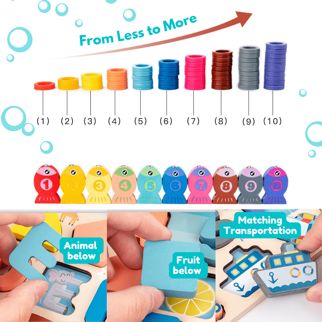 Wooden Number Alphabet Blocks Stacking Counting Educational Learning Toys for Preschool Toddlers 1 Set