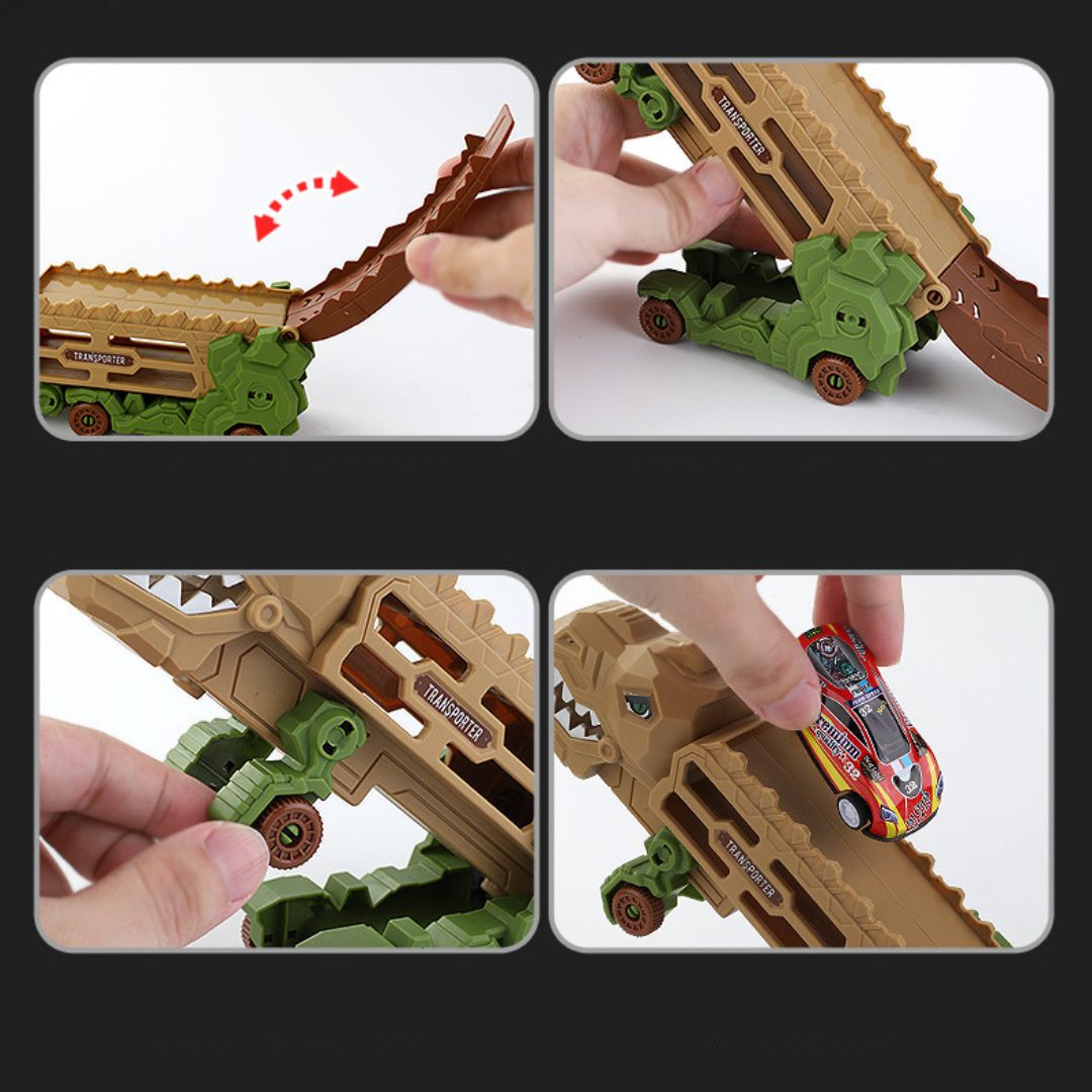 Foldable Transform Dinosaur Mini Truck with Storage Cars