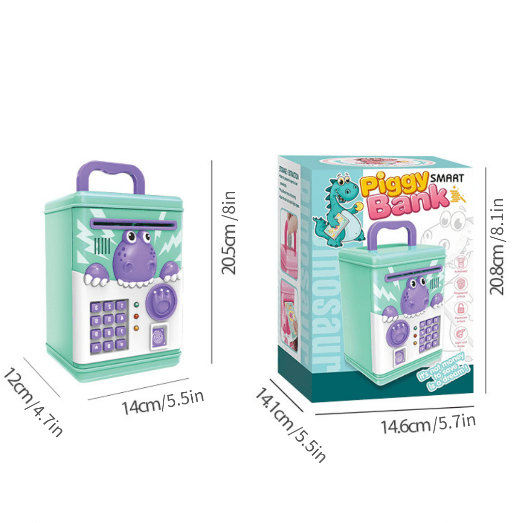Electronic Dinosaur Piggy Bank Mini ATM Toys of Kids Savings Machine with Password and Fingerprint Unlocking