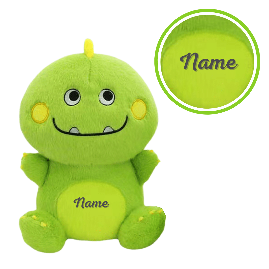 Name Personalized Mink Fur Dinosaur Plush Stuffed Animal 28cm Green