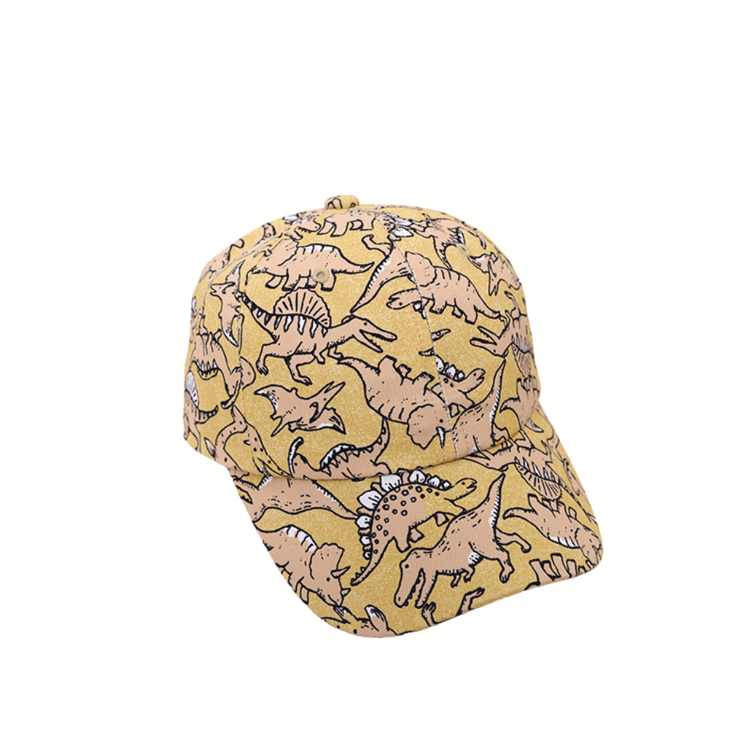 Kids Fashion Dinosaur Pattern Baseball Cap Summer Beach Hat for Boys Girls 2-6 Years Khaki