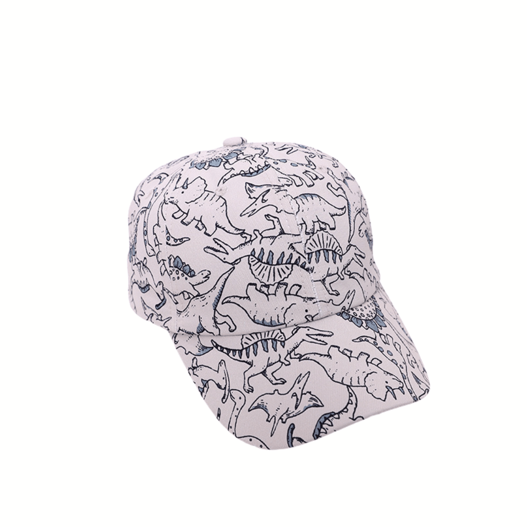 Kids Fashion Dinosaur Pattern Baseball Cap Summer Beach Hat for Boys Girls 2-6 Years Beige
