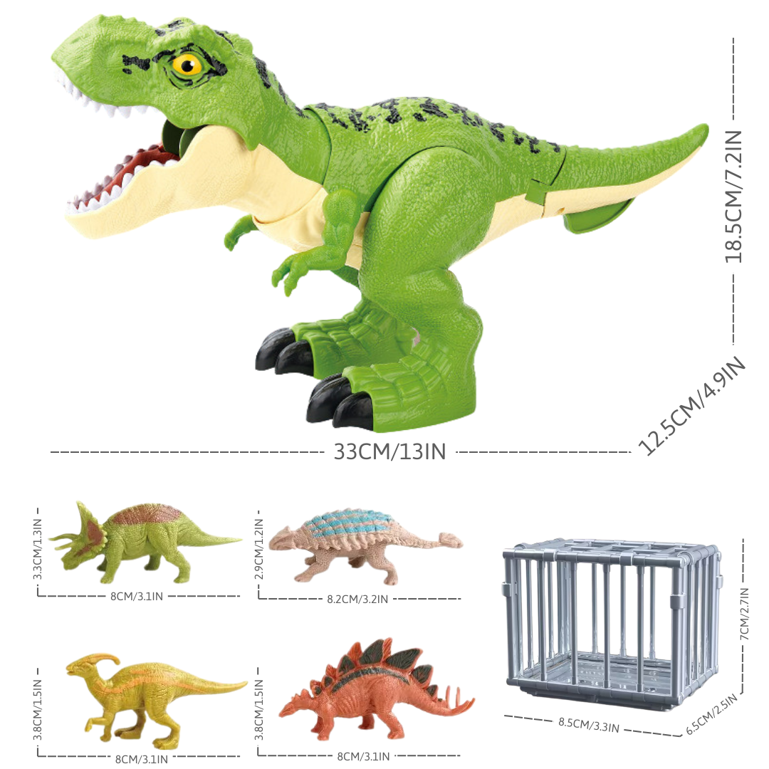 Devouring Tyrannosaurus Dinosaur Set with Mini Dinos, Movable Joints and Sound, Toys for 3 Years +