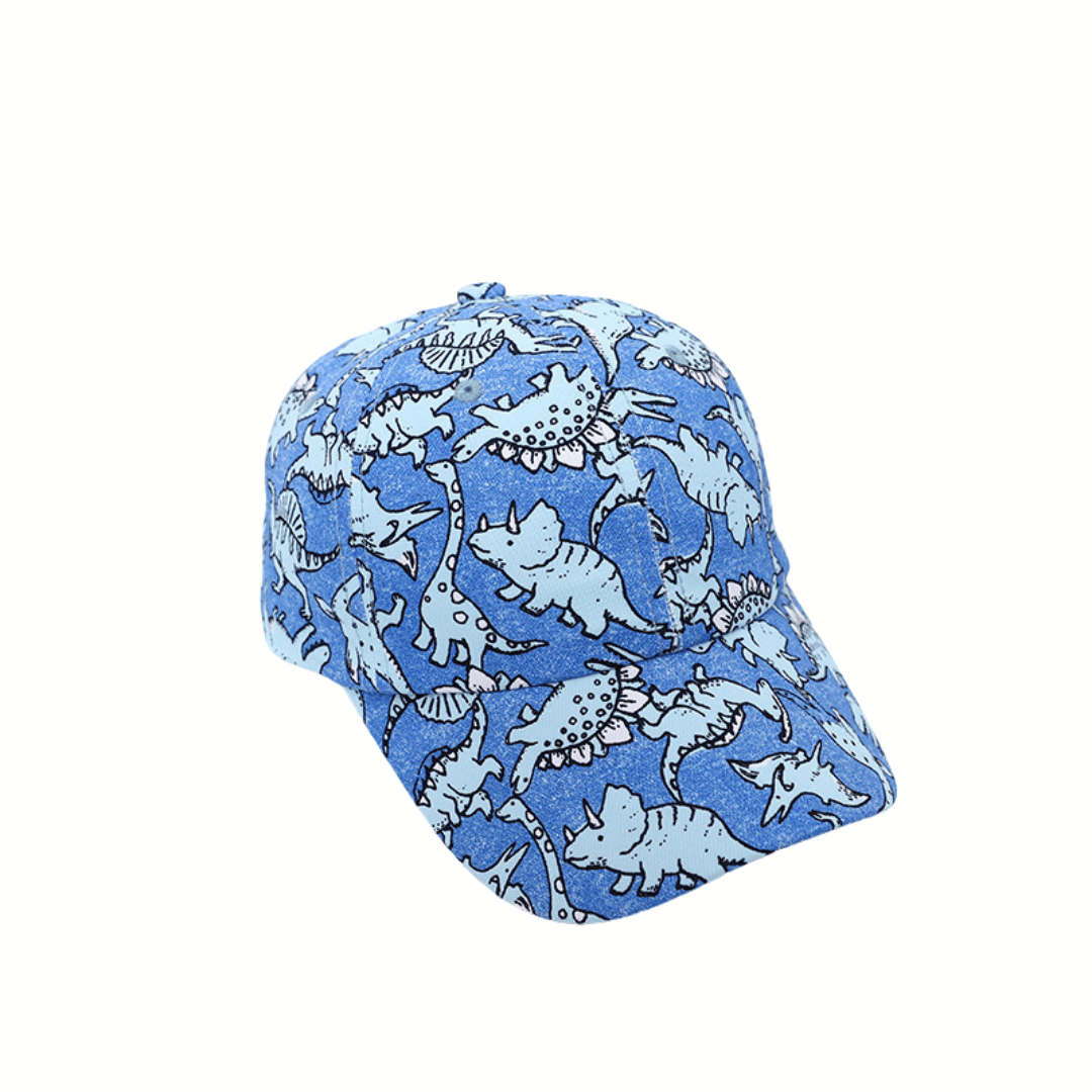 Kids Fashion Dinosaur Pattern Baseball Cap Summer Beach Hat for Boys Girls 2-6 Years Blue