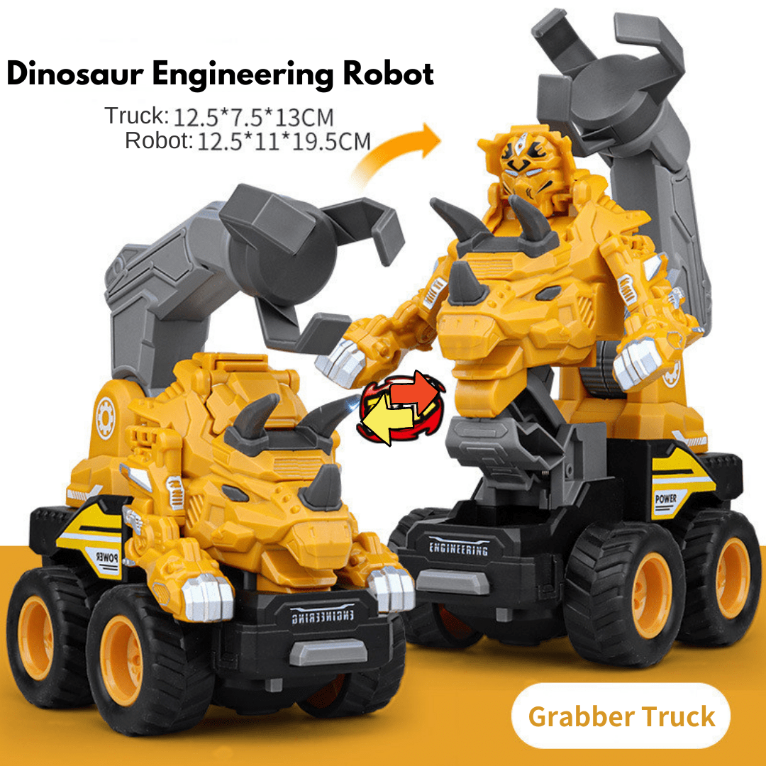5 in 1 Dinosaur Engineering Truck Transform Robot Play Vehicles Toys Gift for Age 3-9 Engineering Grabber