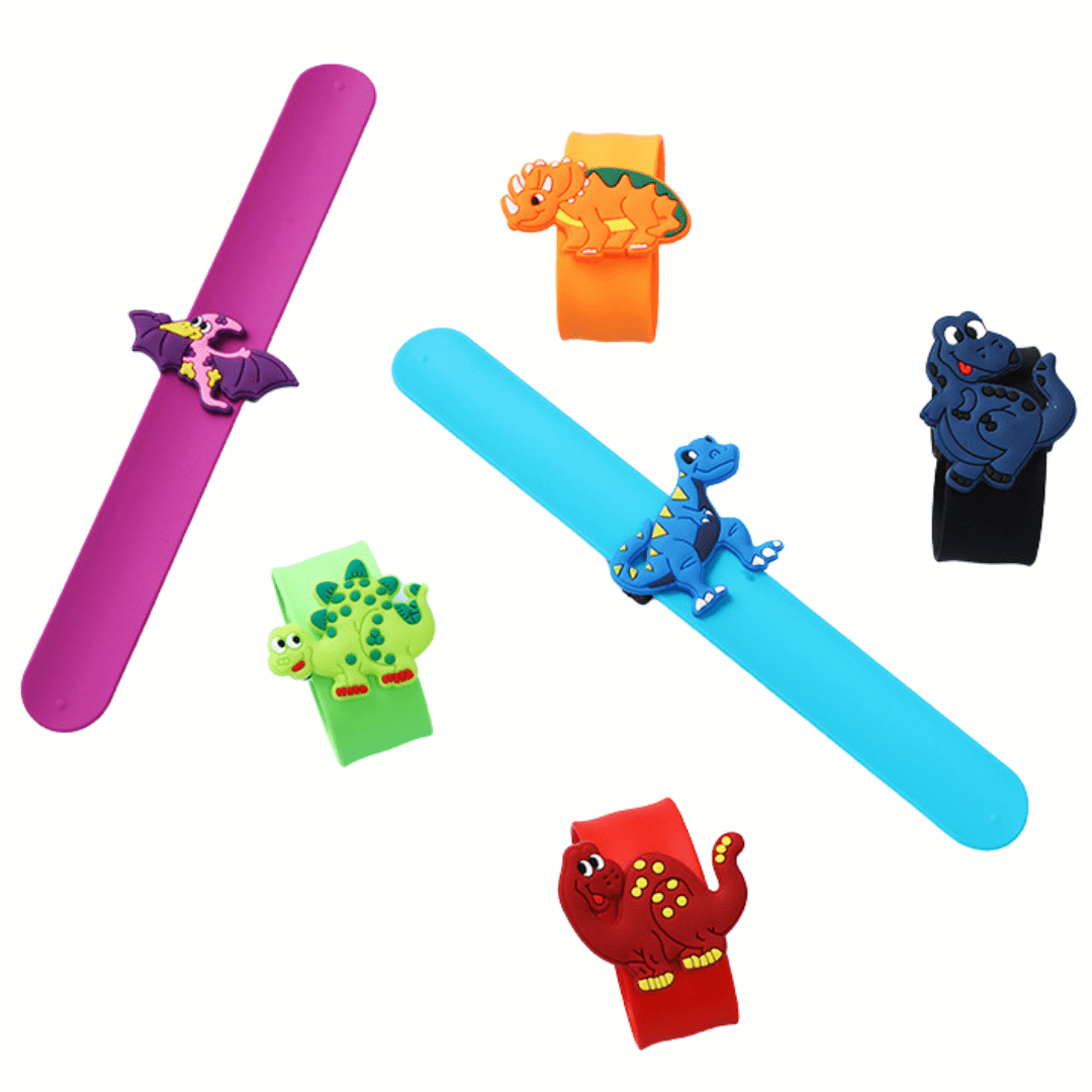6 Pcs Dinosaur Slap Bracelets Band Dinosaur Theme Party Supplies Carnival Prizes 6 Pcs B Style