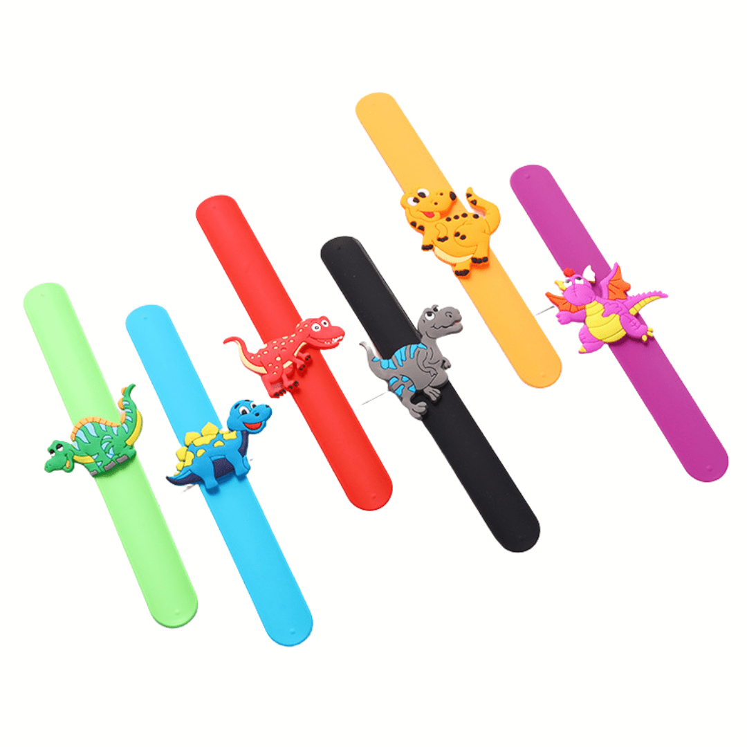6 Pcs Dinosaur Slap Bracelets Band Dinosaur Theme Party Supplies Carnival Prizes