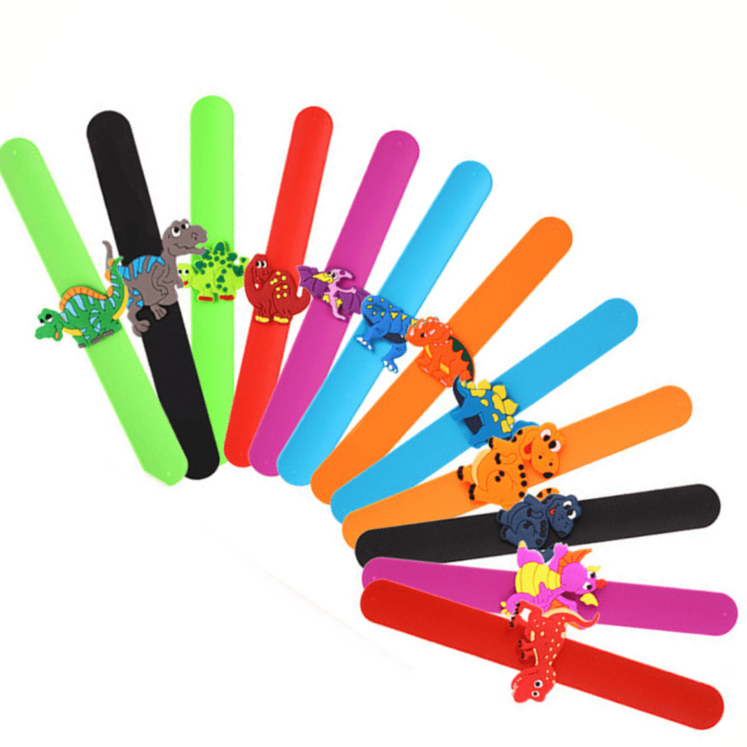 6 Pcs Dinosaur Slap Bracelets Band Dinosaur Theme Party Supplies Carnival Prizes