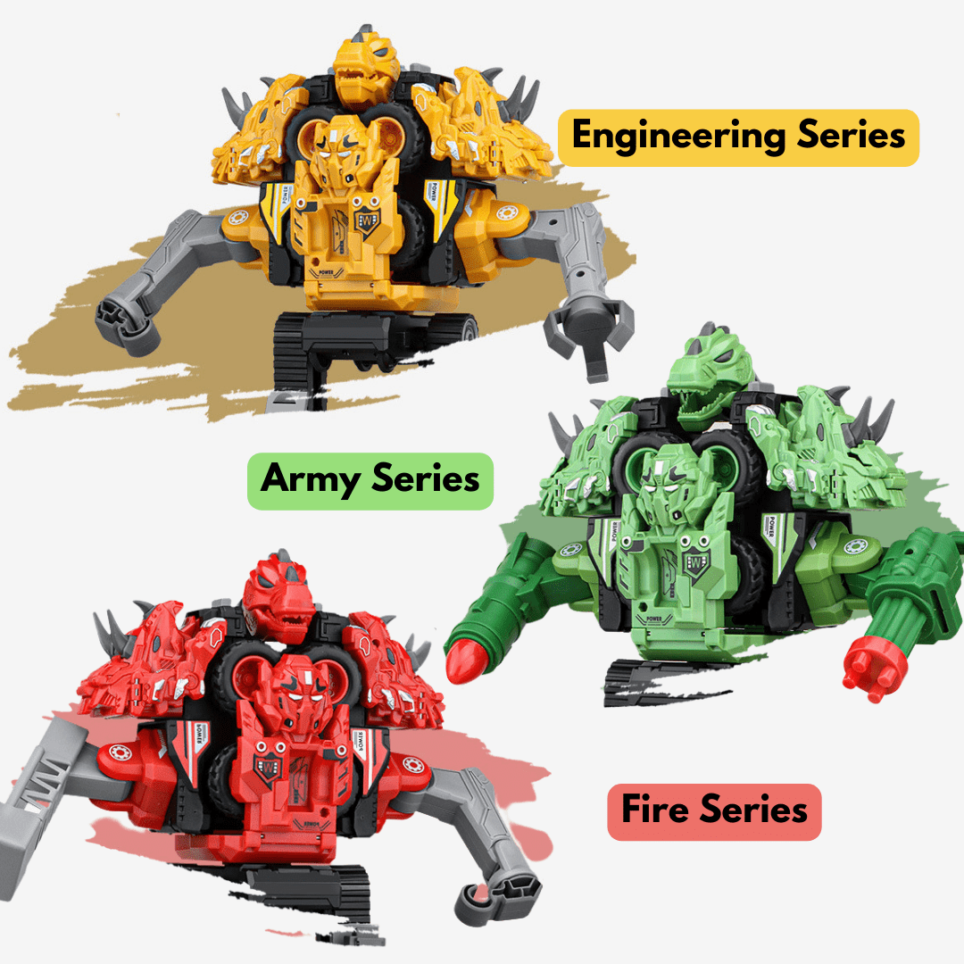 5 in 1 Dinosaur Engineering Truck Transform Robot Play Vehicles Toys Gift for Age 3-9