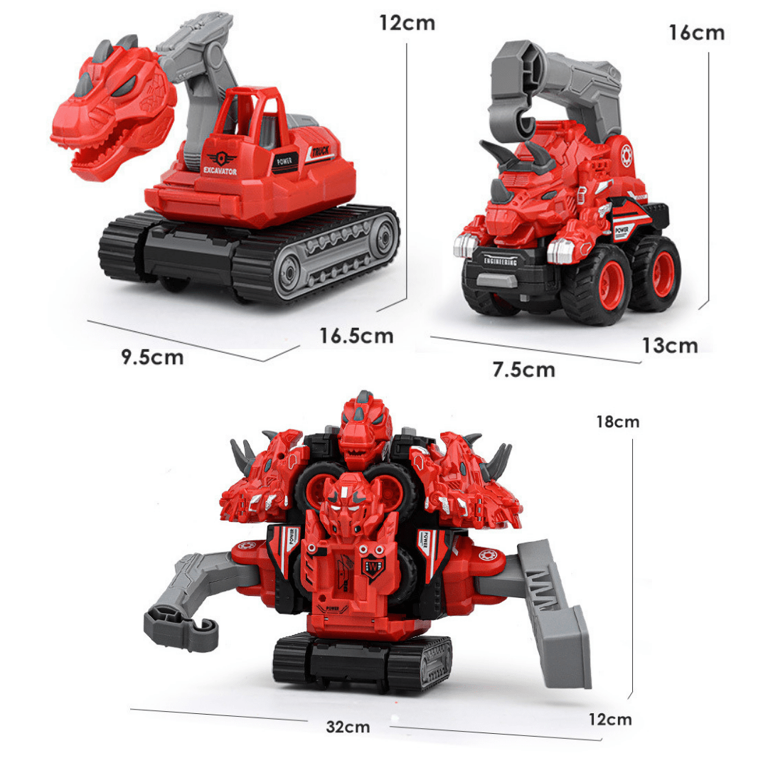 5 in 1 Dinosaur Engineering Truck Transform Robot Play Vehicles Toys Gift for Age 3-9