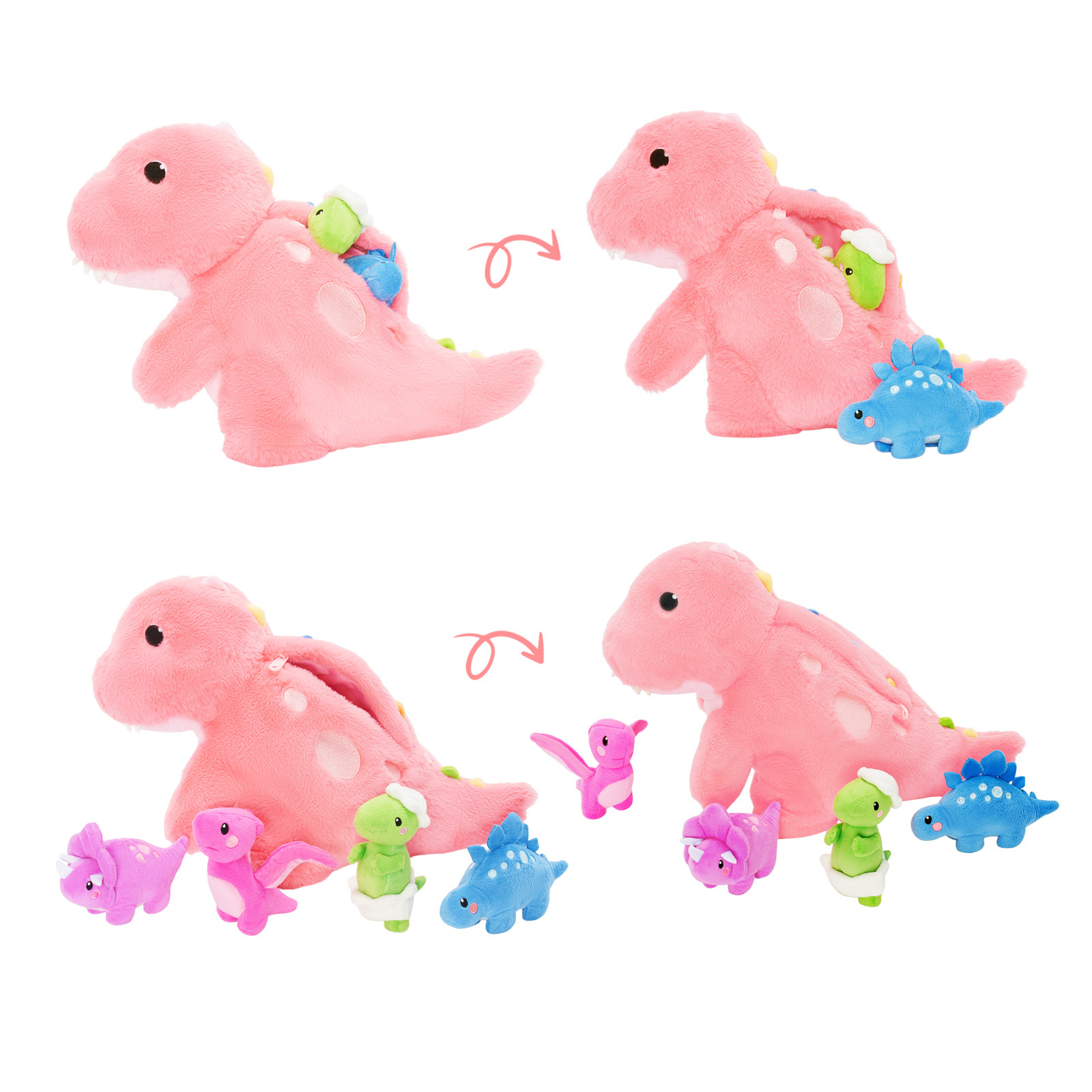 Dinosaur Plush Stuffed Animal with 4 Baby Dinosaur