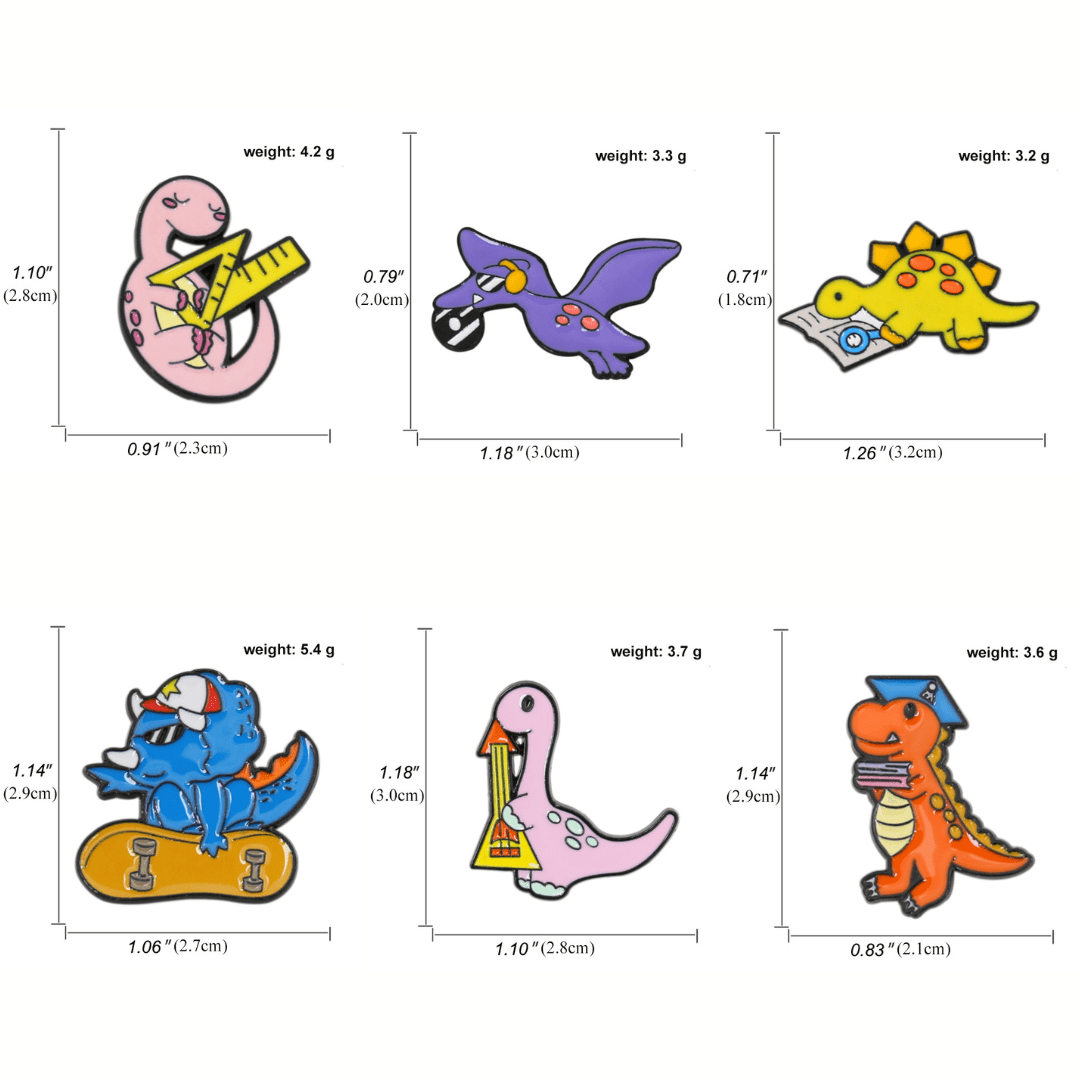 5 Pcs Dinosaur Pins Brooch T Rex Enamel Pin for Clothes Bags Backpacks Decoration