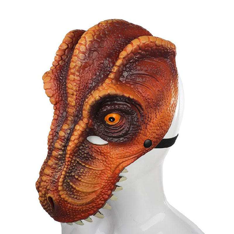 3D PU Dinosaur Dragon Mask Halloween Party Props Costumes Decoration Orange