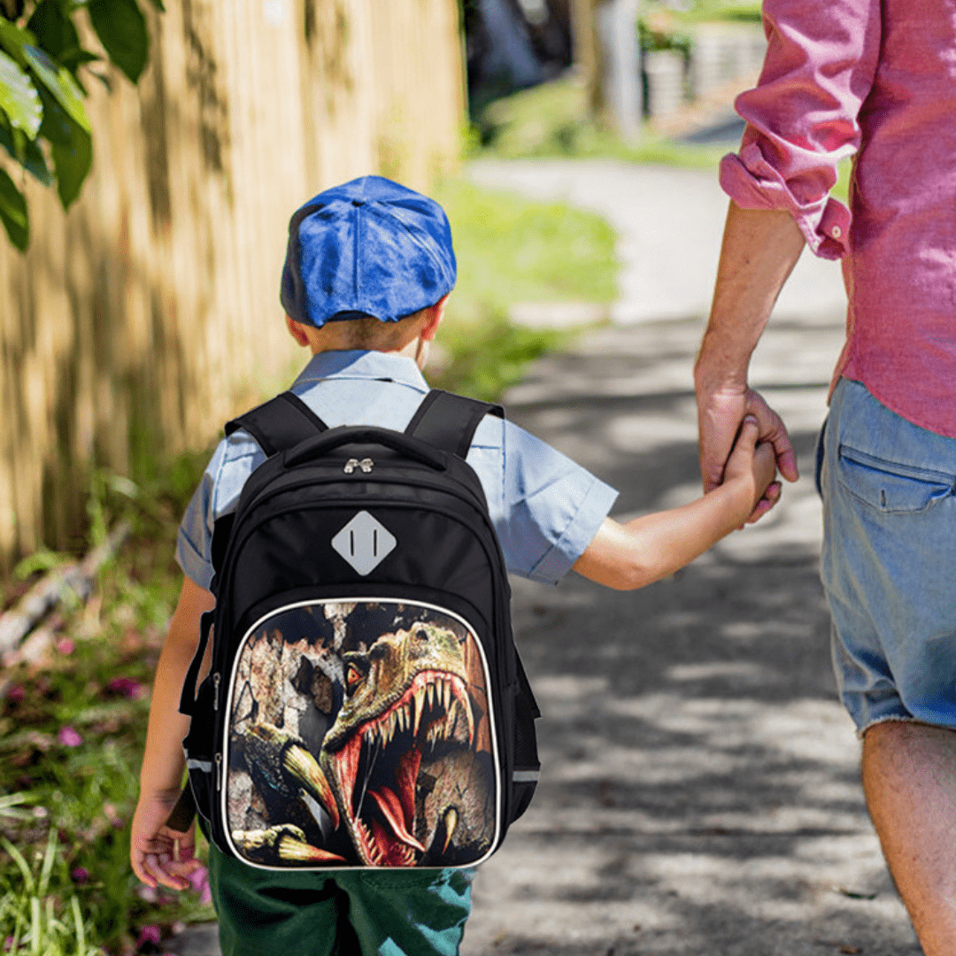 3D Dinosaur TRex Jurassic Theme 15 Inch Kids School Bag Travel Backpack Daypack