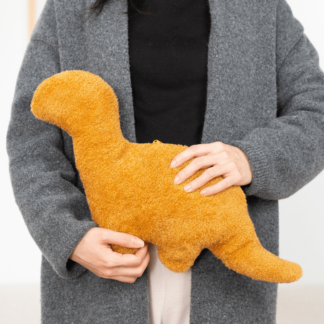 Dinosaur Chicken Nugget Pillow Set - Mommy Dinosaur and 3 Baby Dinosaurs