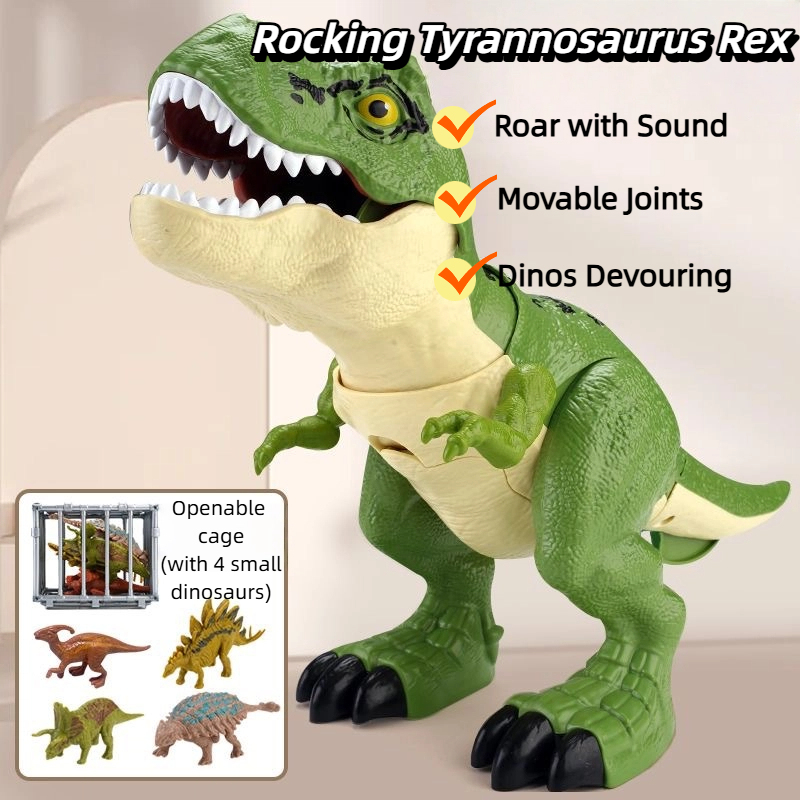 Devouring Tyrannosaurus Dinosaur Set with Mini Dinos, Movable Joints and Sound, Toys for 3 Years +