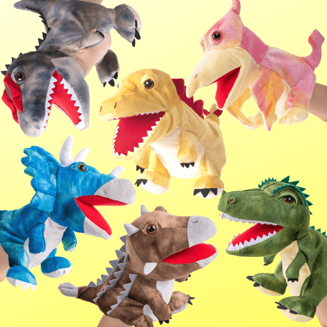 Adorable Plush Dinosaur Hand Puppet Interactive Cosplay Role Play Game Toy