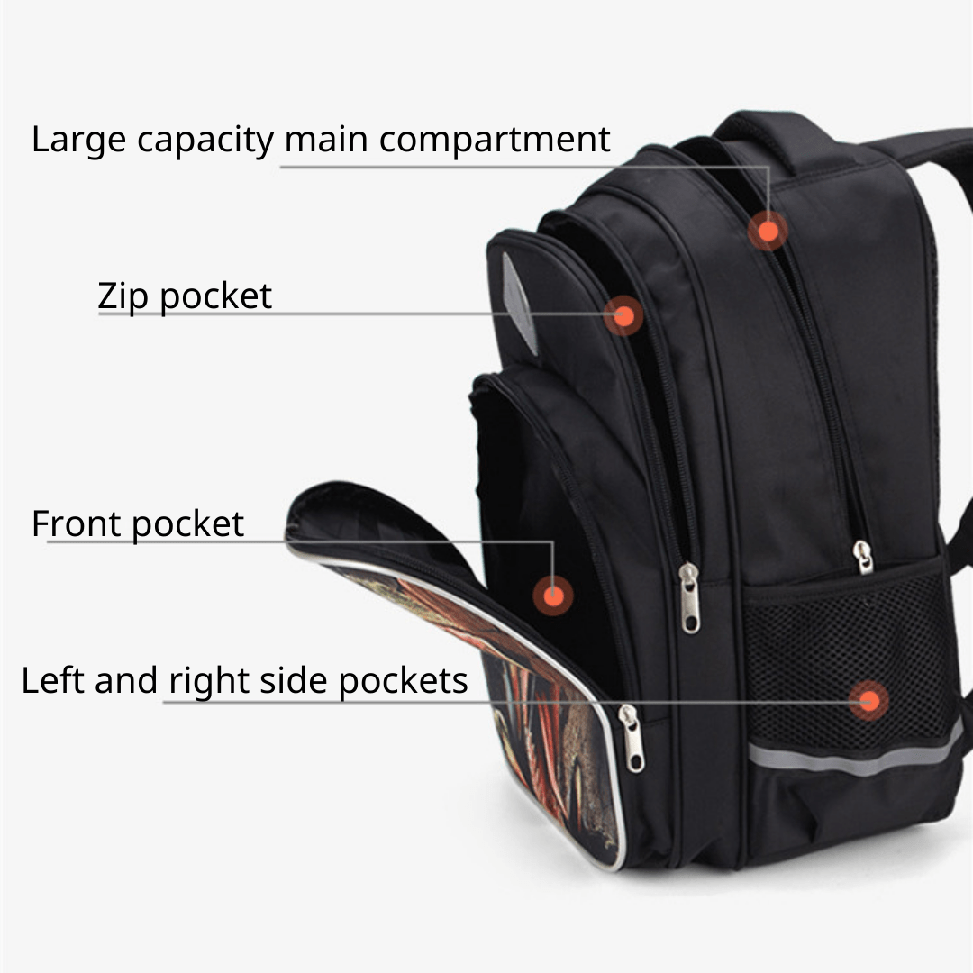 3D Dinosaur TRex Jurassic Theme 15 Inch Kids School Bag Travel Backpack Daypack