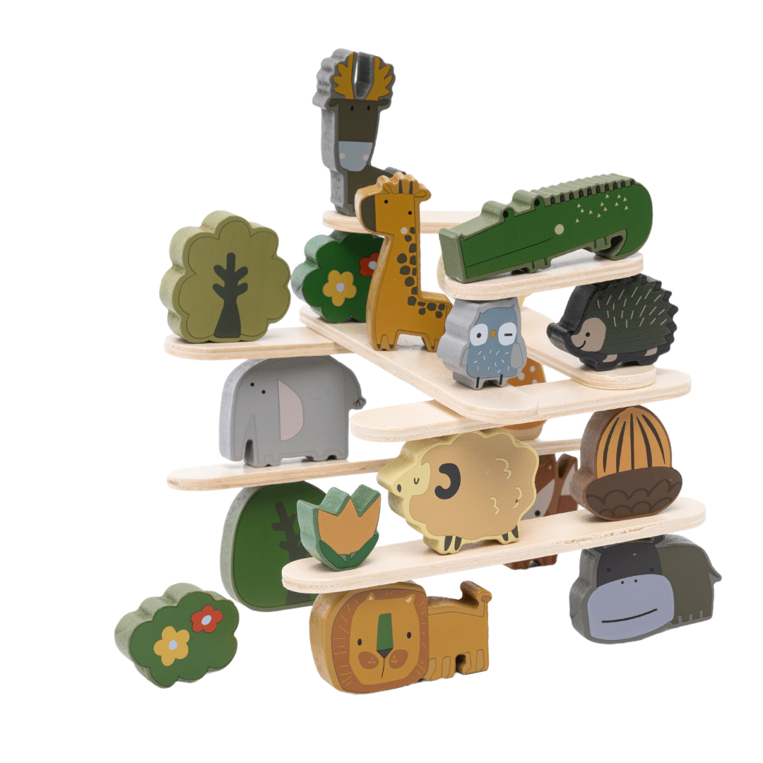 Wooden Forest Theme Animal Balance Jenga Game